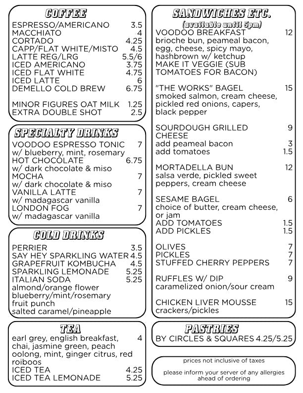 Voodoo Bar Menu Voodoo Child Cafe & Cocktail Bar